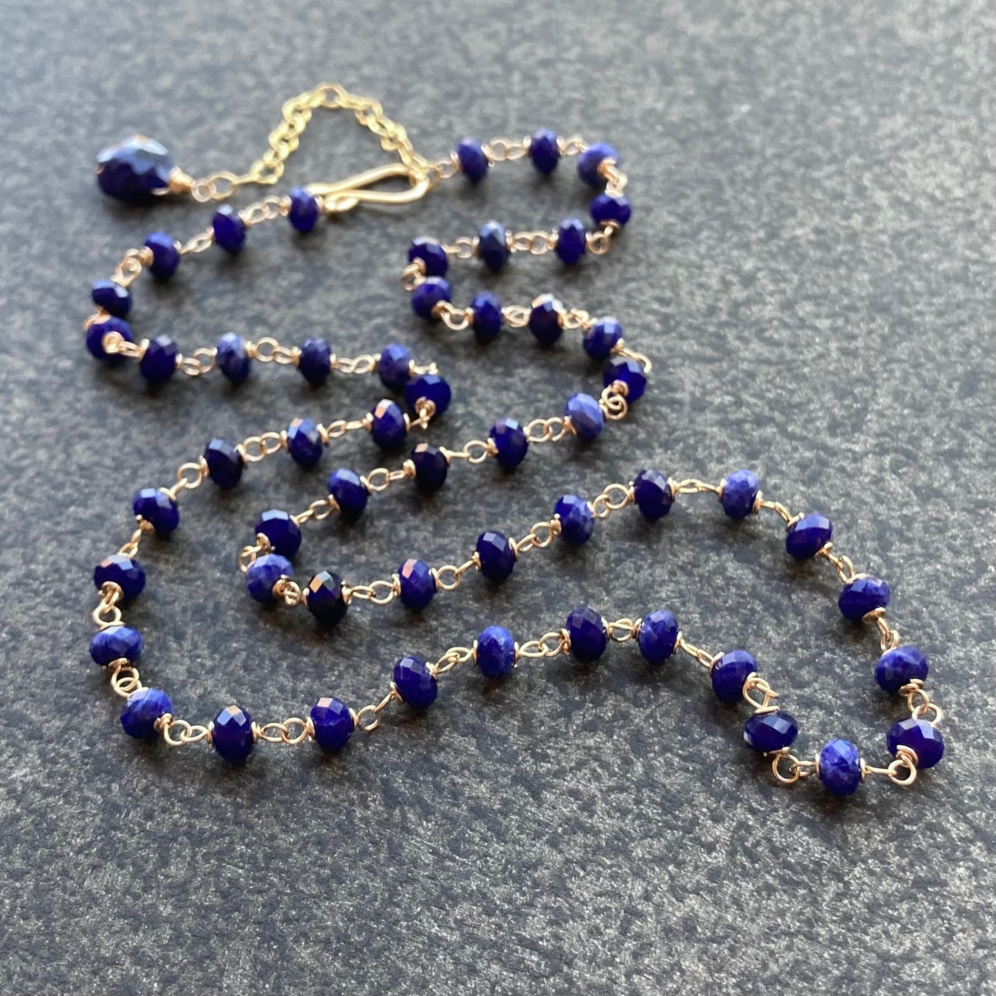 Sodalite & Gold Convertible Lariat Necklace