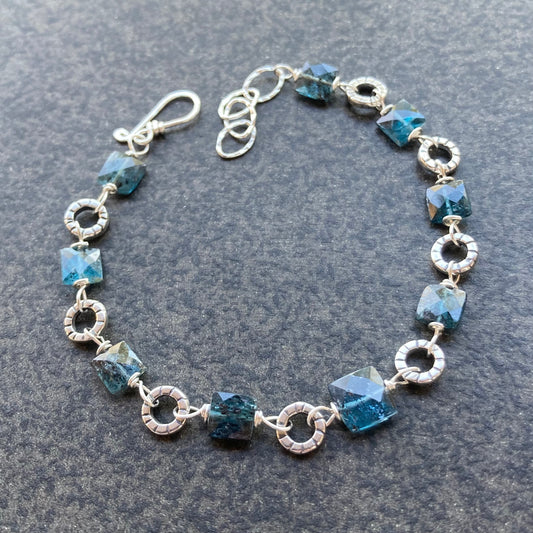 Moss Kyanite & Sterling Silver Rain Chain Bracelet