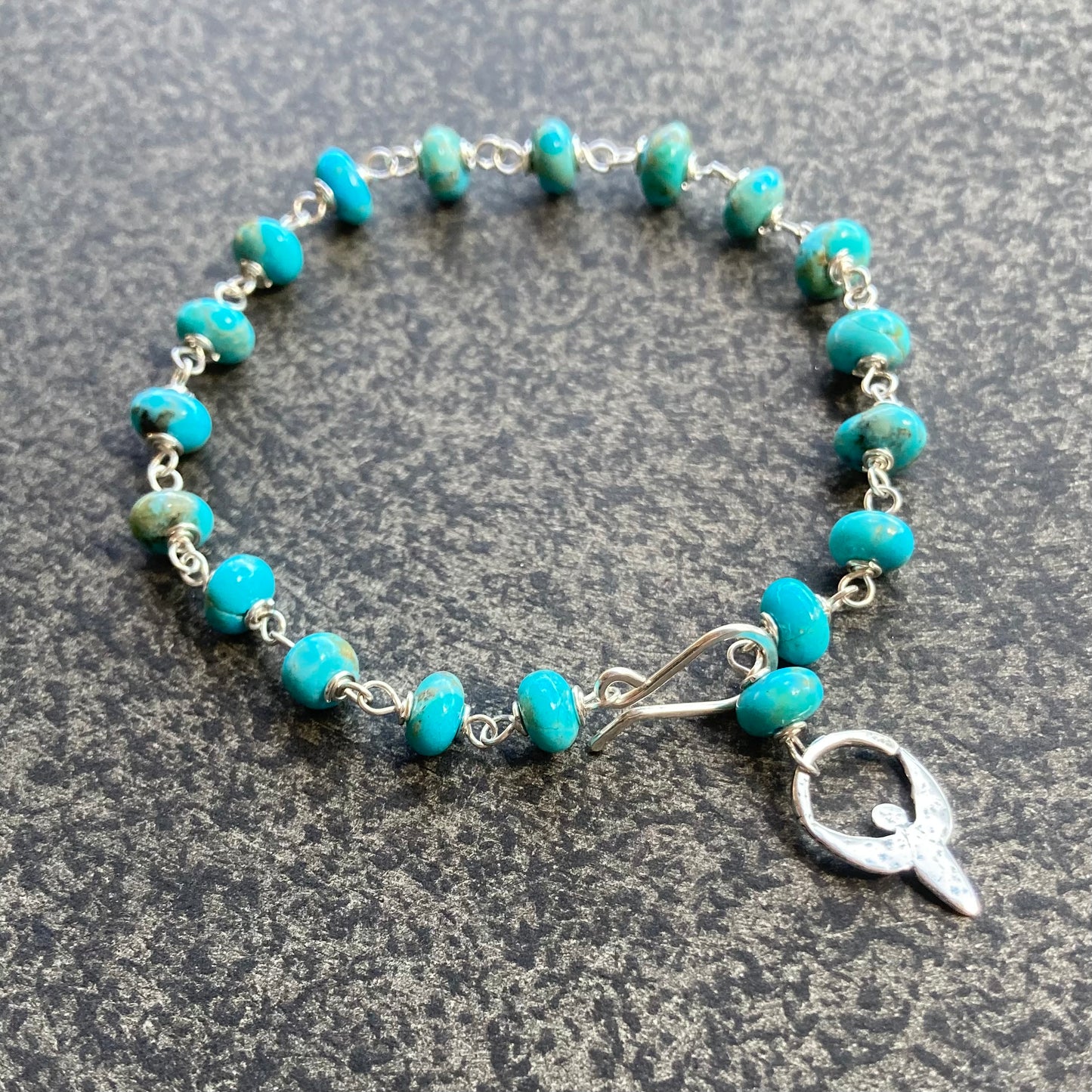 Kingman Turquoise & Sterling Silver Sacred Goddess Bracelet