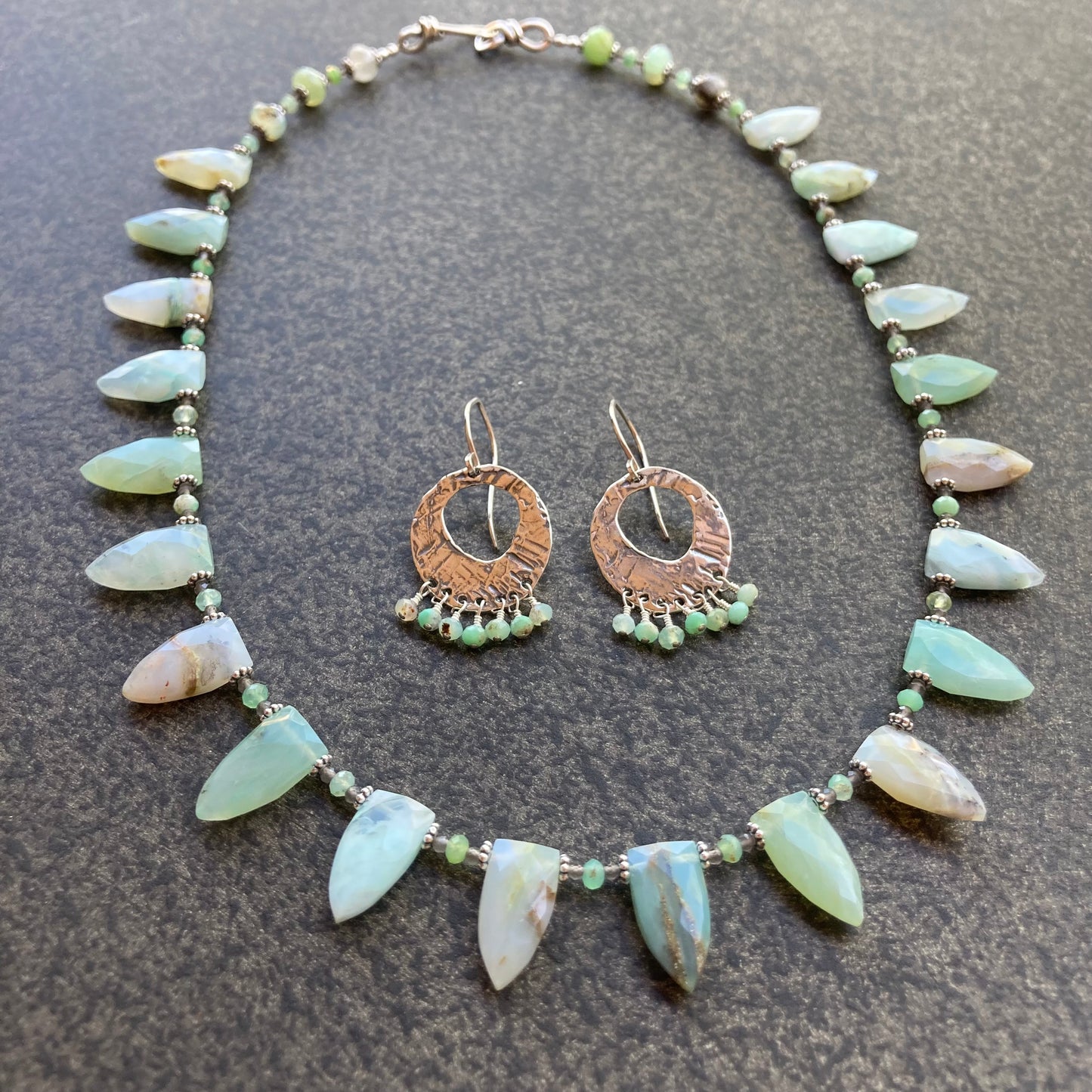 Chrysoprase & Sterling Silver Fringe Hoops