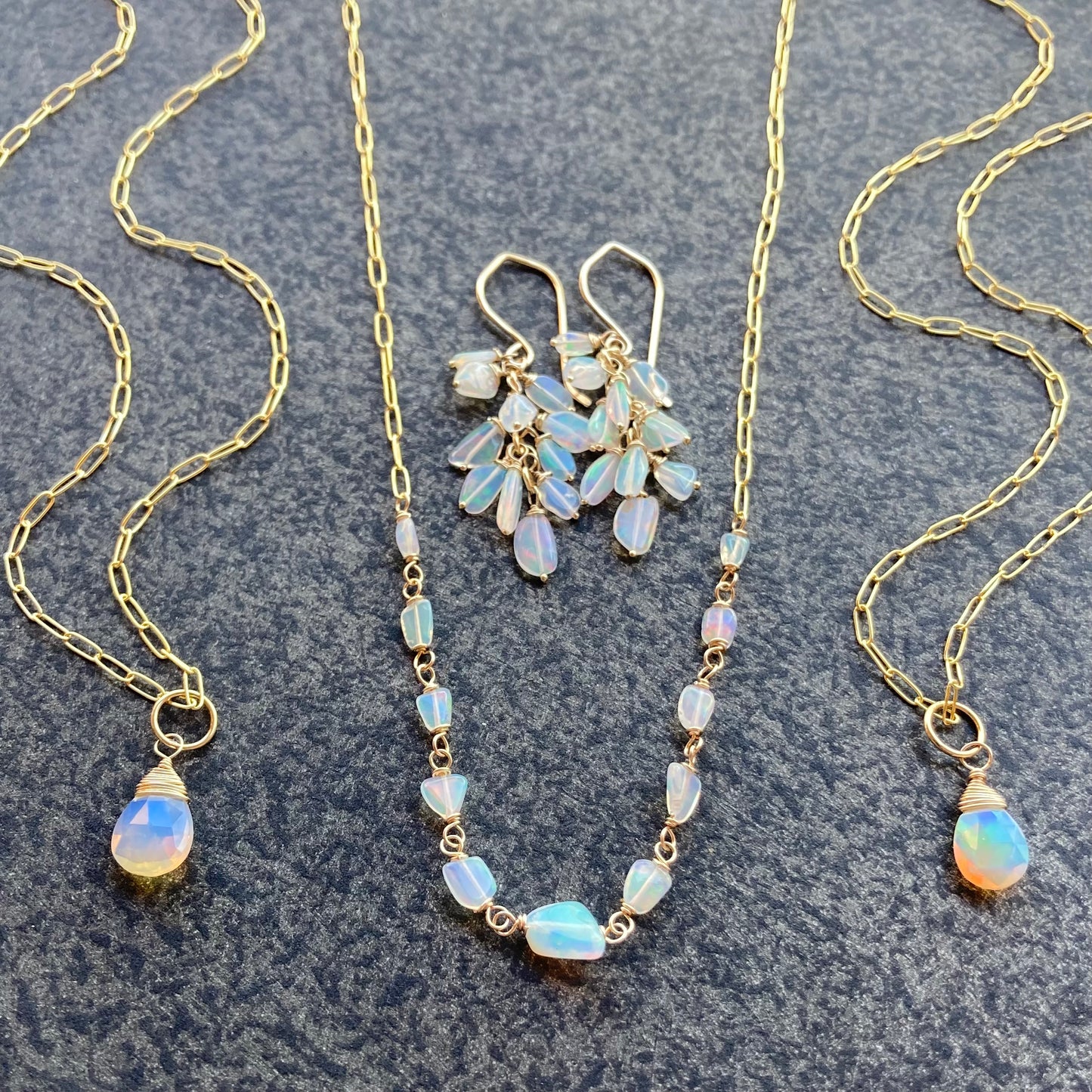 EthiopianOpal & Gold Pendant Necklace 18”