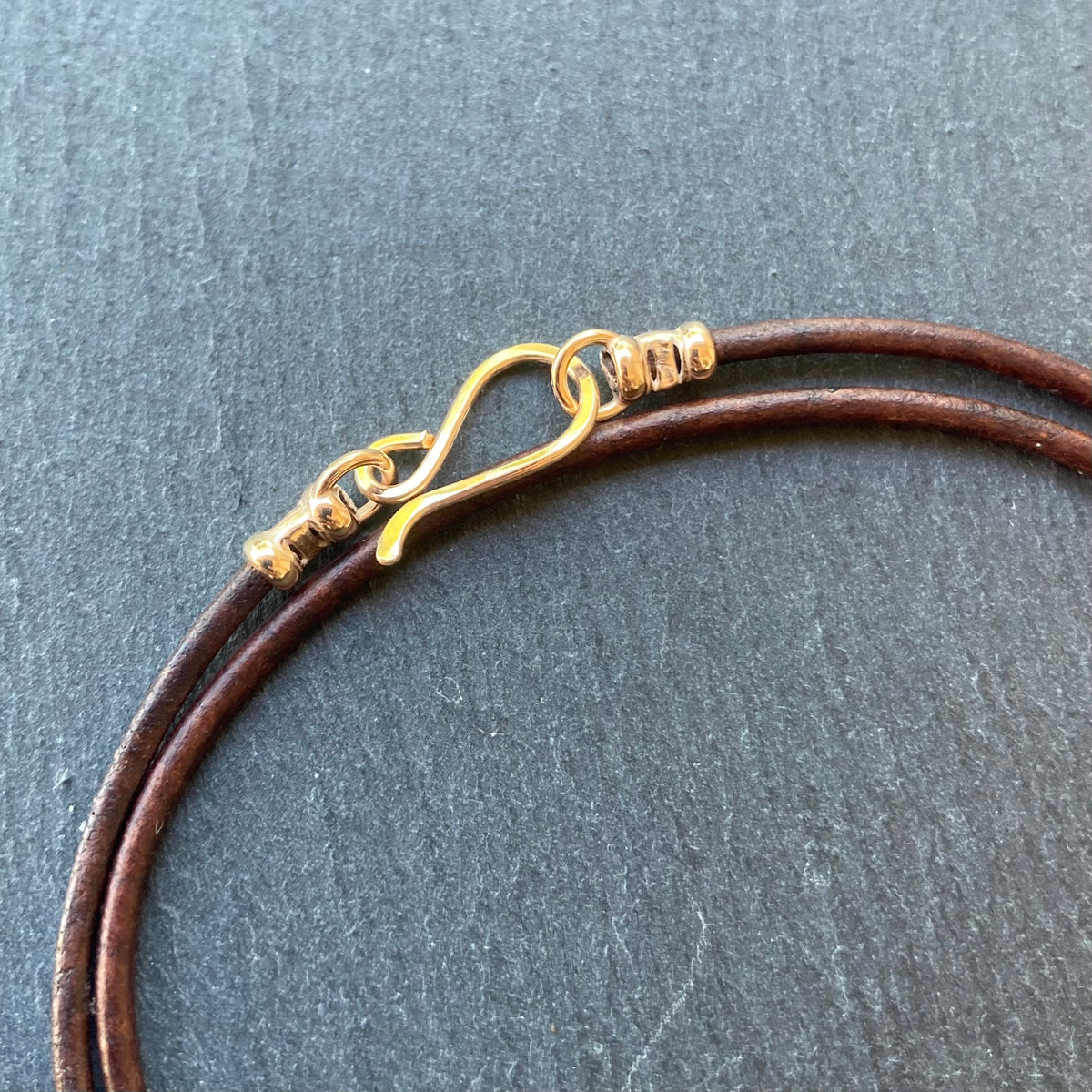 Chrysocolla & Gold Leather Choker