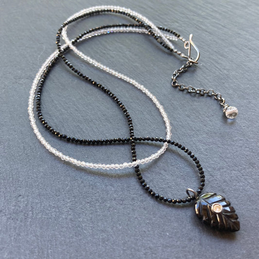 Black Onyx, Rock Quartz & Sterling Silver Yin Yang Choker