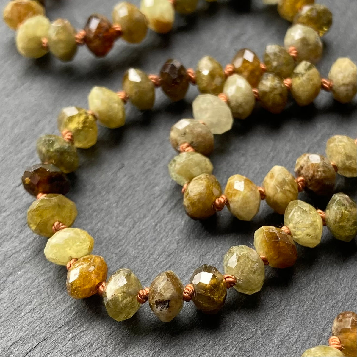 Grossularite Garnet Hand Knotted Silk Necklace