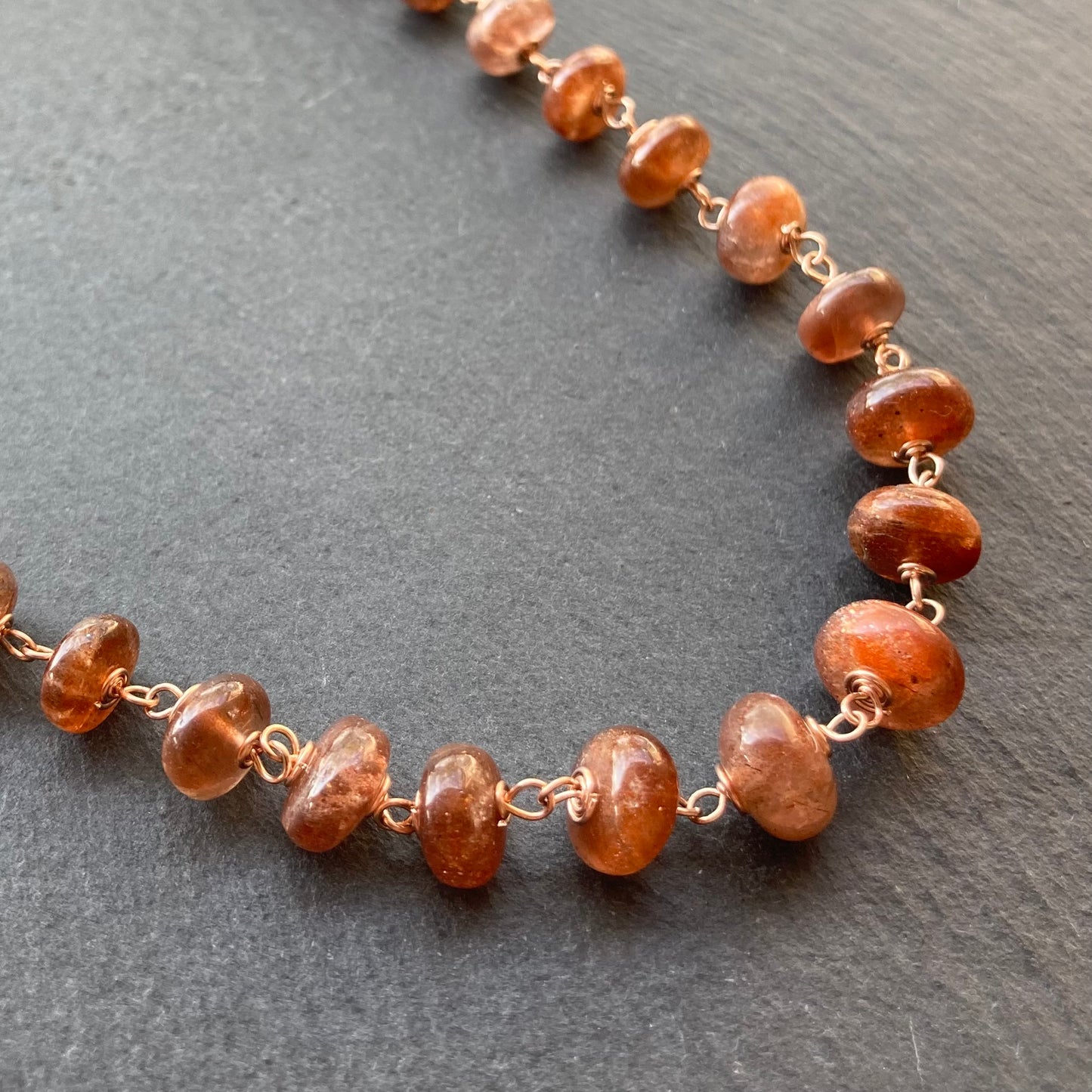 Sunstone, Rose Gold & Shibuichi Bird Toggle Necklace