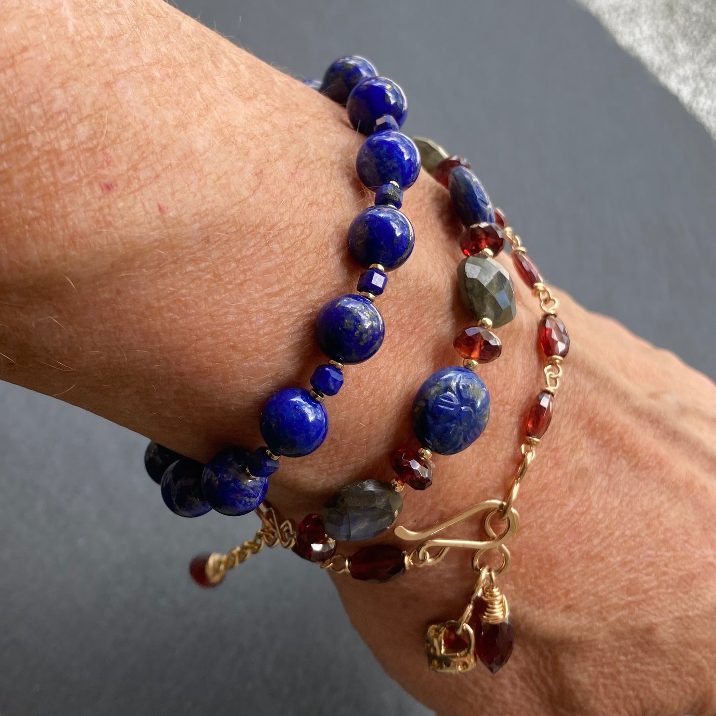 Lapis Lazuli, Pyrite & Gold Bracelet