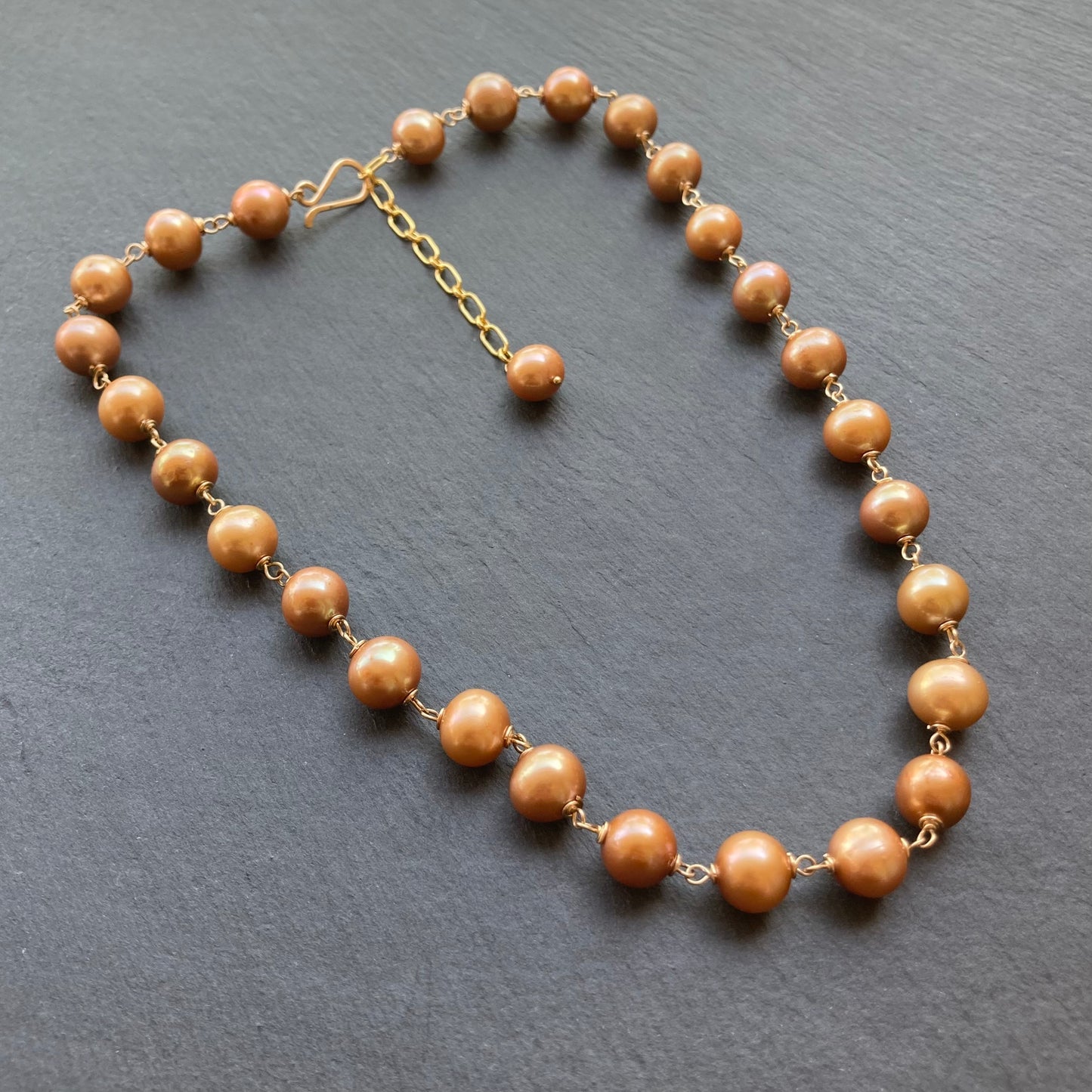 Champagne Pearl & Gold Choker