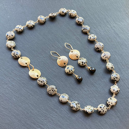 Dalmatian Jasper, Gold & Bronze Collar