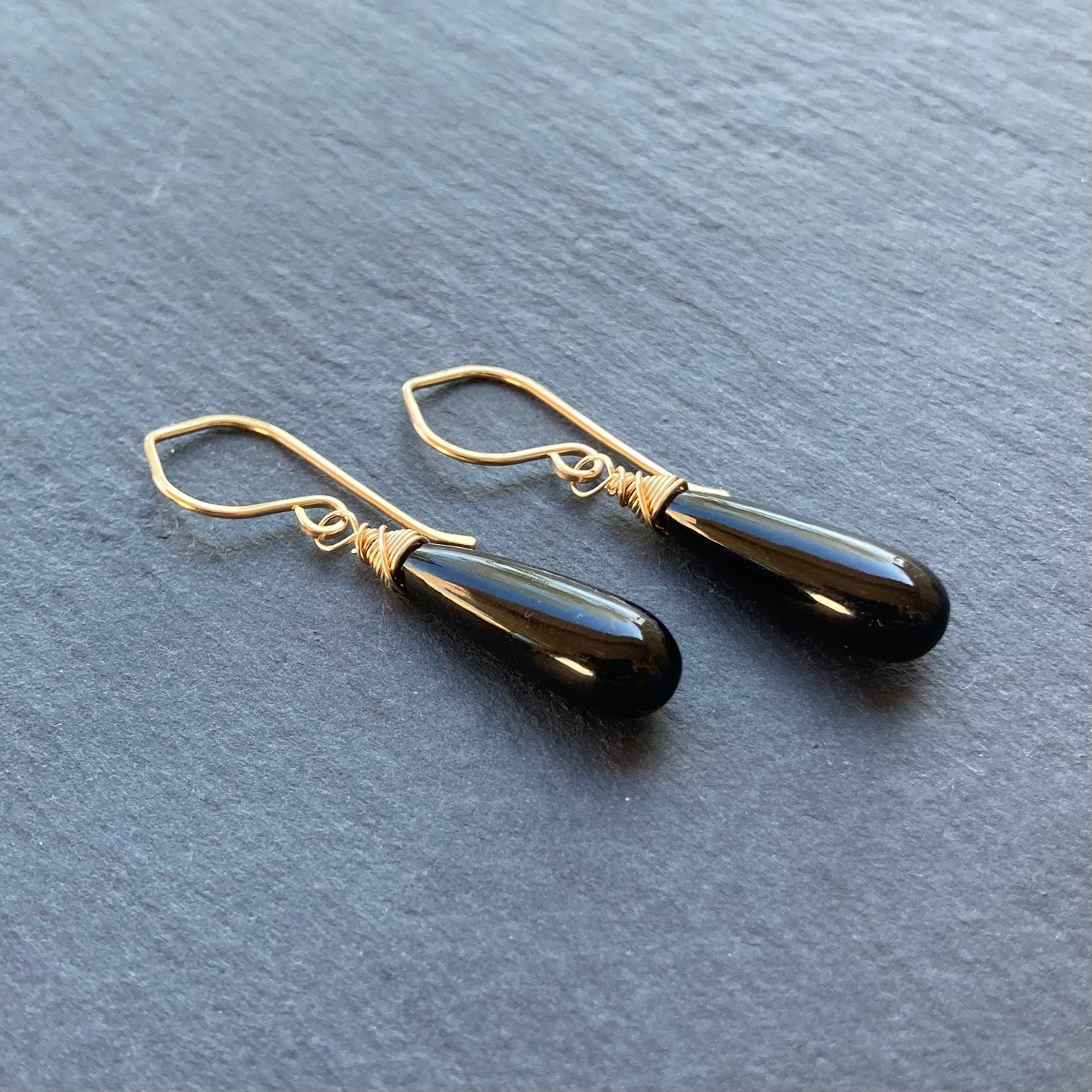 Black Onyx & Gold Earrings