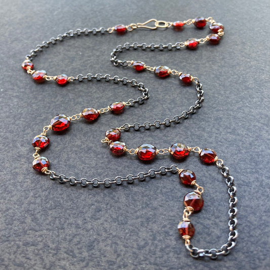 Mozambique Garnet & Mixed Metal Necklace