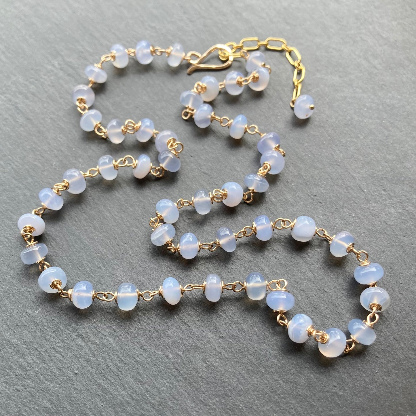 Blue Lace Agate & Gold Necklace