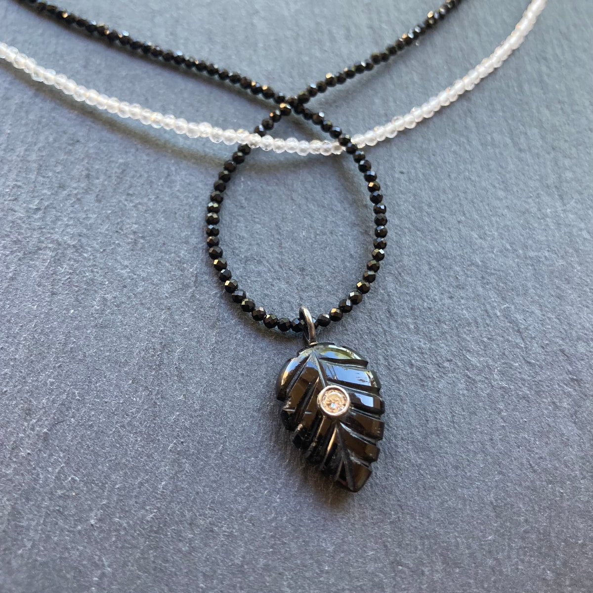 Black Onyx, Rock Quartz & Sterling Silver Yin Yang Choker