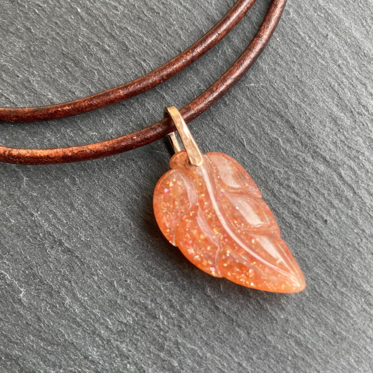 Sunstone & Rose Gold Leather Choker