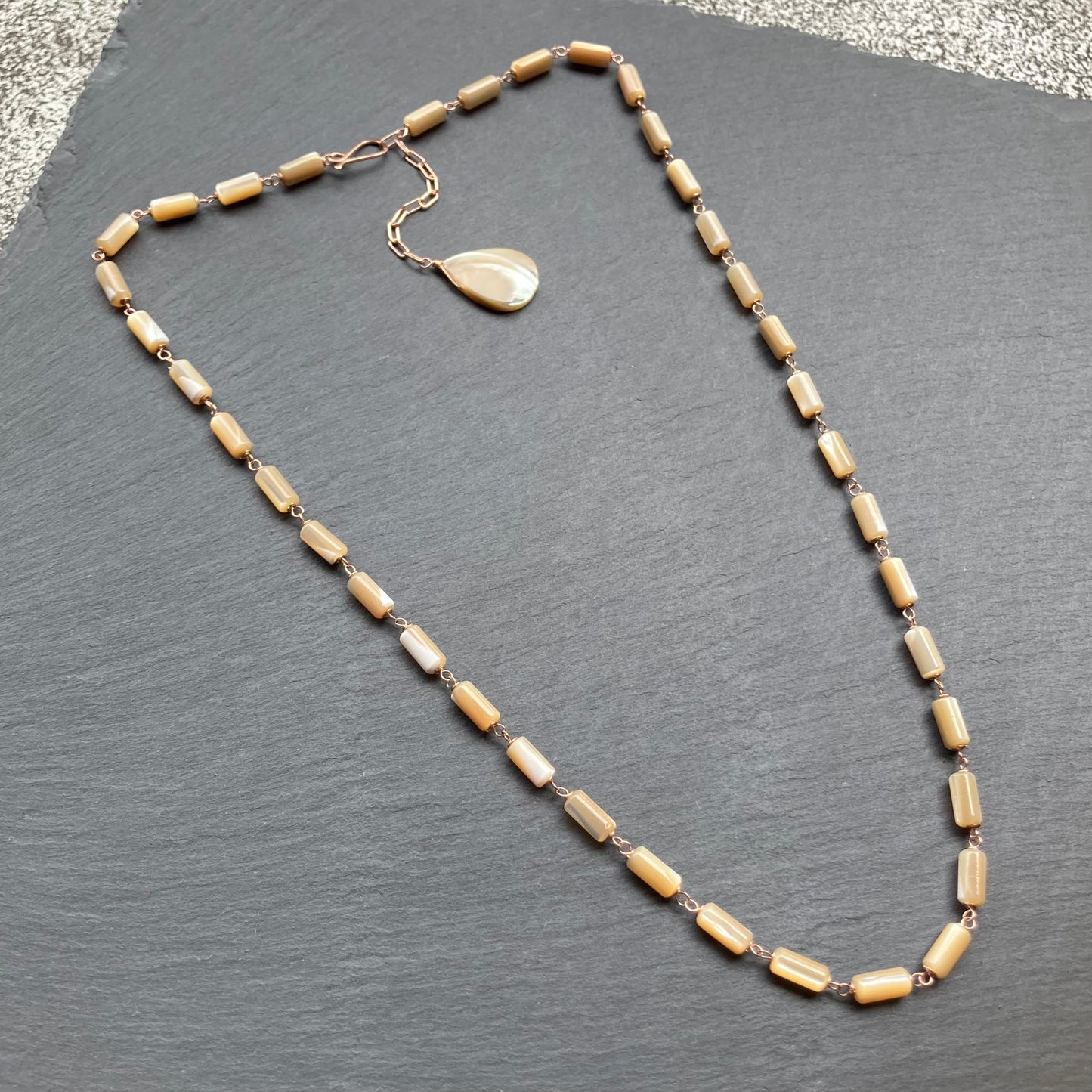 Mother of Pearl & Rose Gold Convertible Lariat Necklace