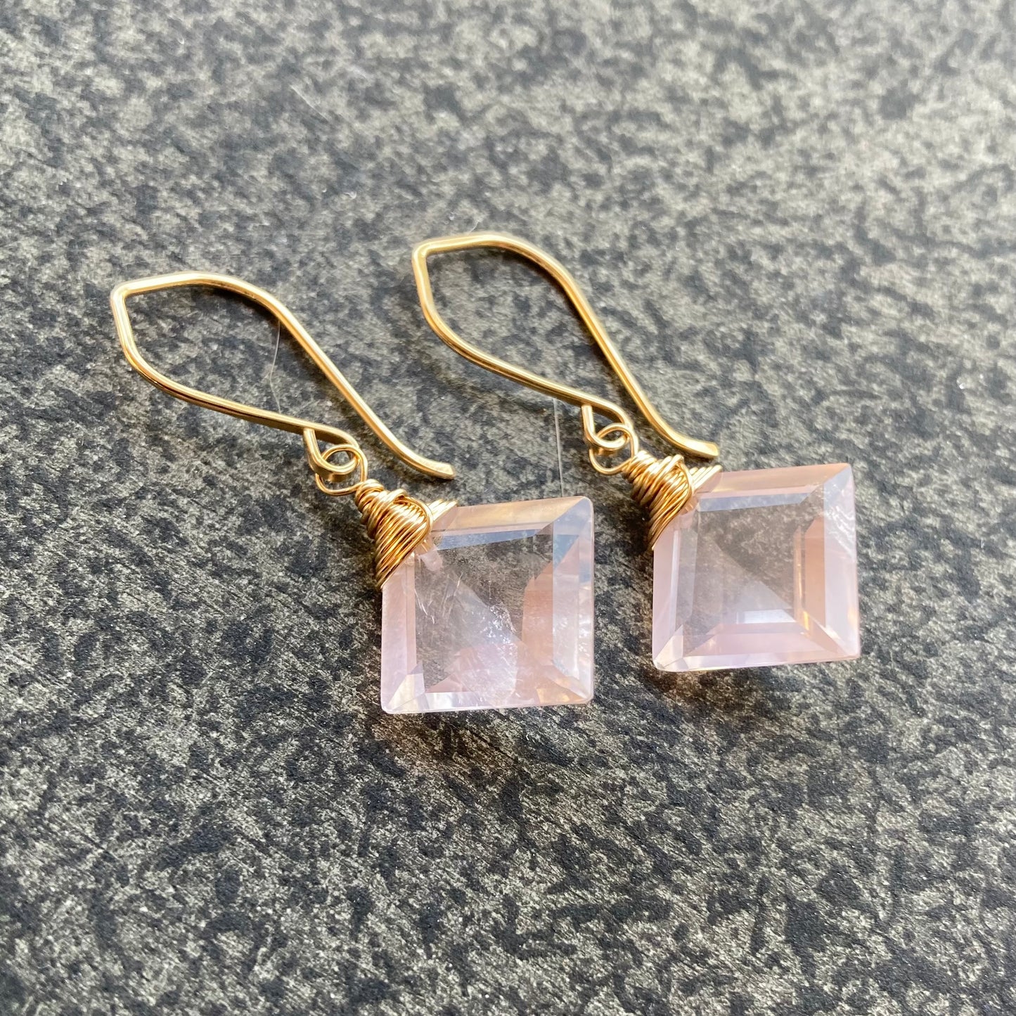 Rose Quartz & Gold Earrings