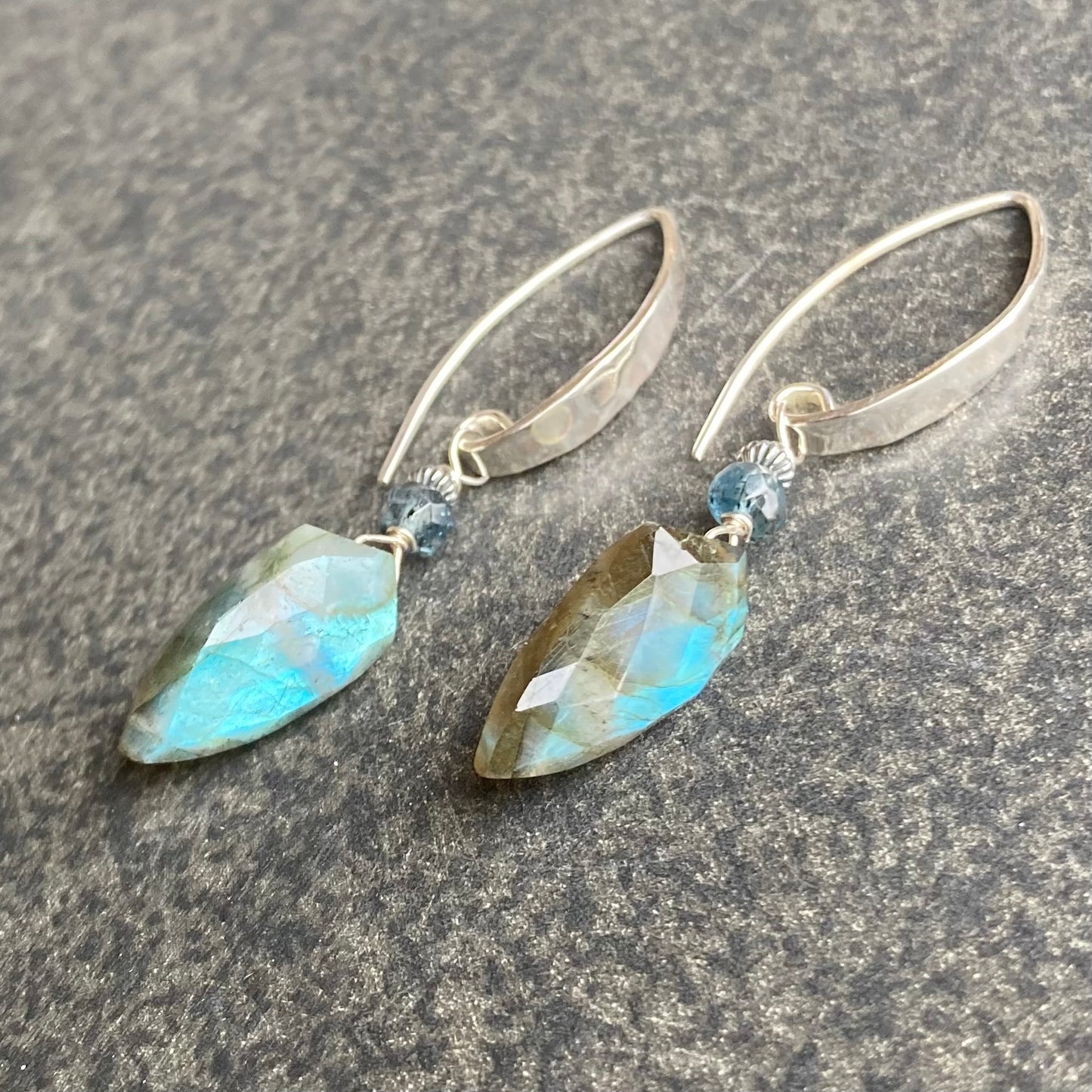 Labradorite & Sterling Silver Arrowhead Earrings