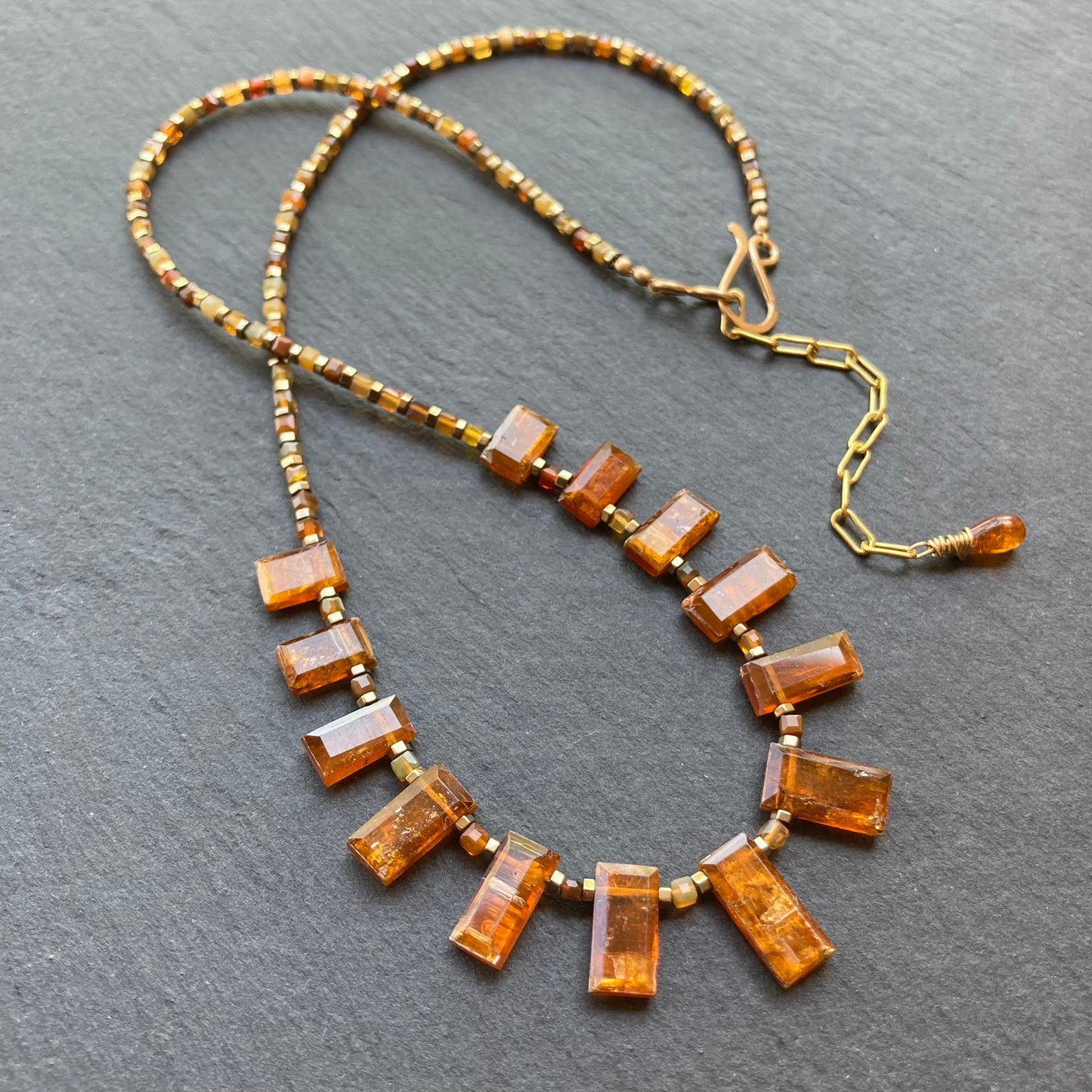 Orange Kyanite, Australian Fire Opal & Pyrite Collar