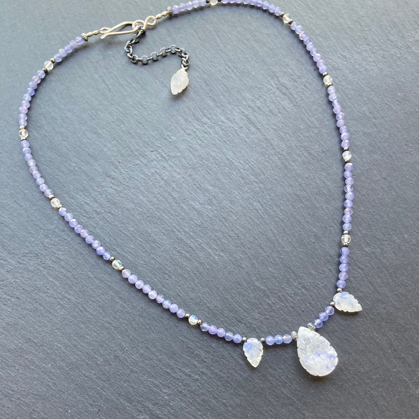 Rainbow Moonstone, Tanzanite & Sterling Silver Choker