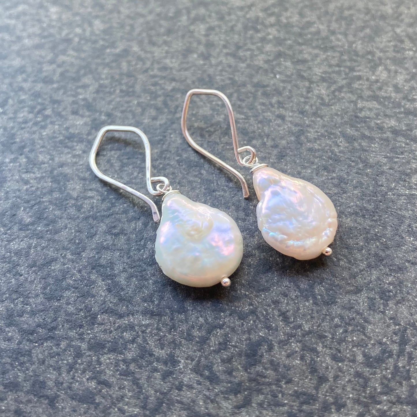 Freshwater Coin Pearl & Sterling Silver Earrings