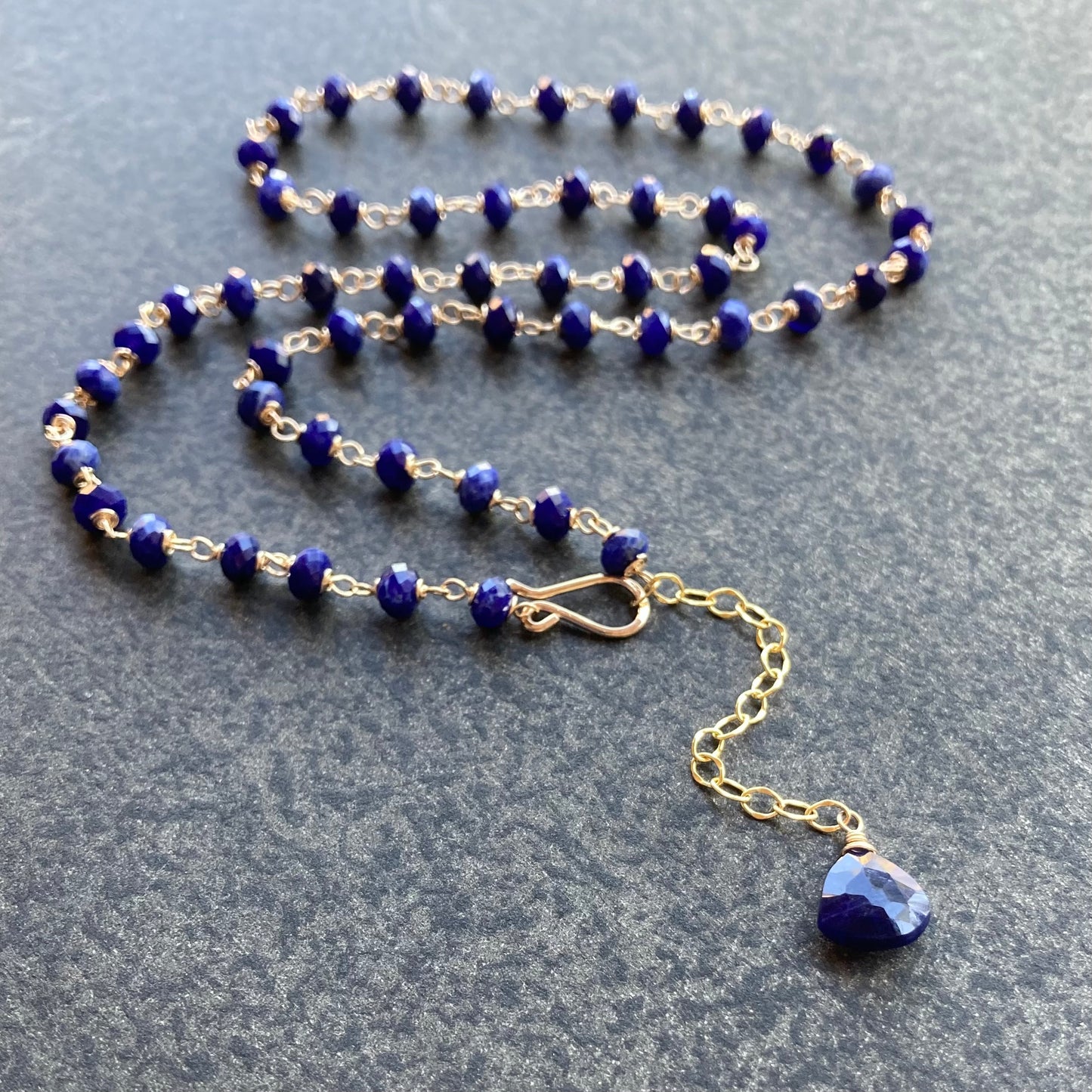 Sodalite & Gold Convertible Lariat Necklace