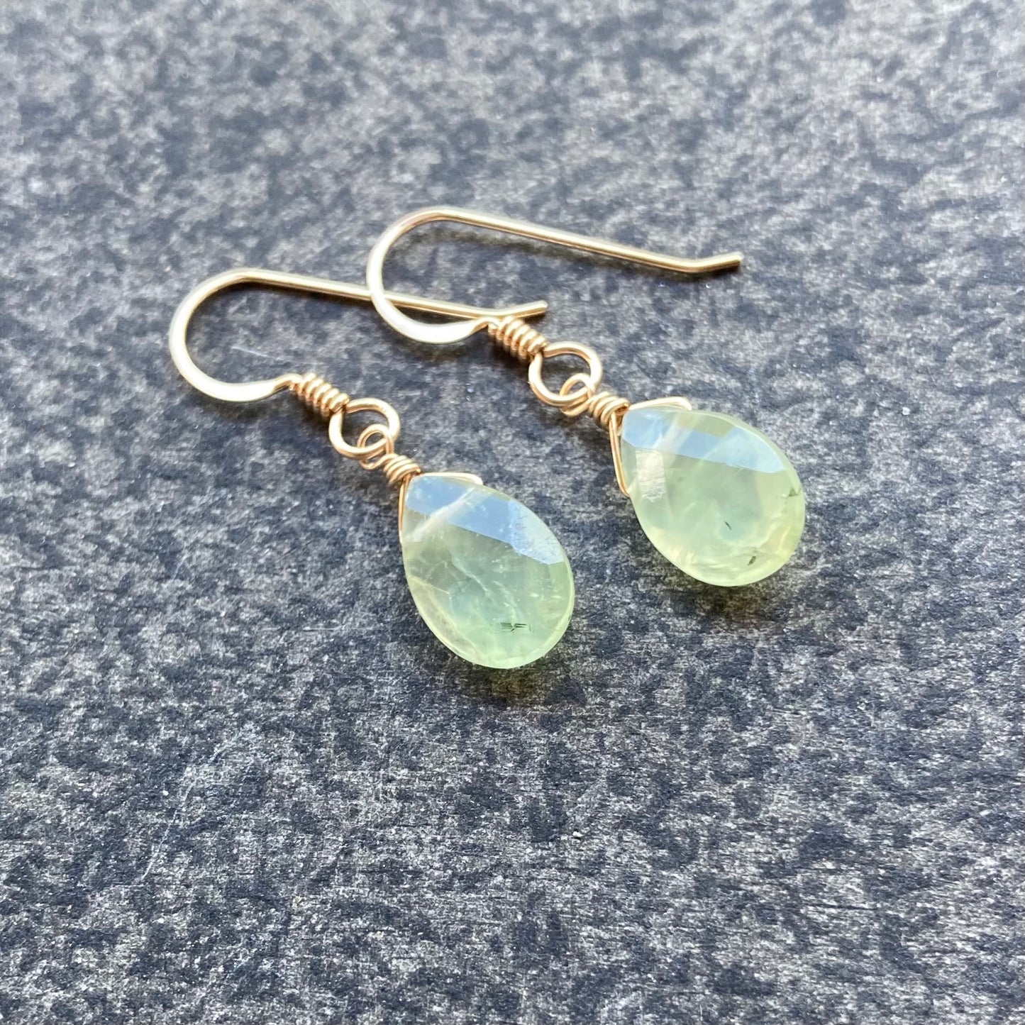 Prehnite & Gold Earrings