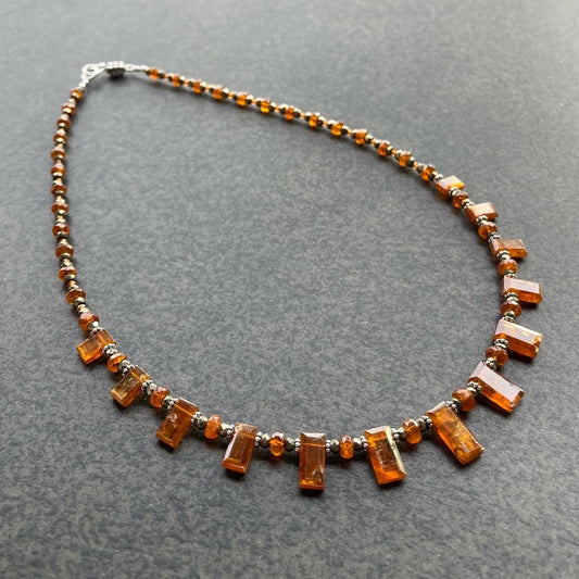 Orange Kyanite, Pyrite & Hessonite Choker