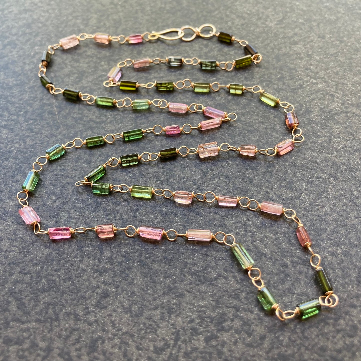 Watermelon Tourmaline & Gold Necklace