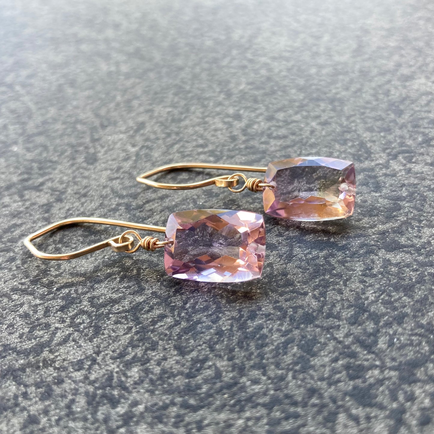 Ametrine & Gold Baguette Earrings