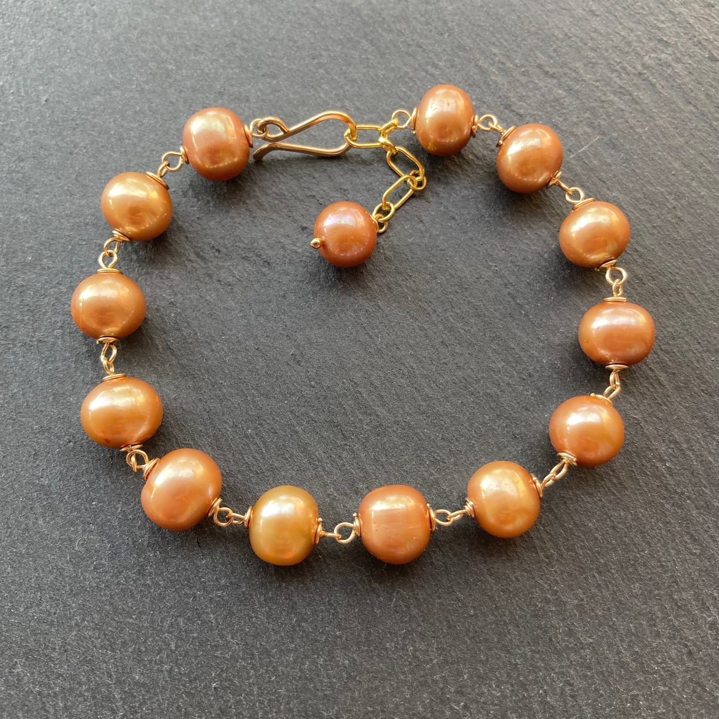 Champagne Pearl & Gold Bracelet