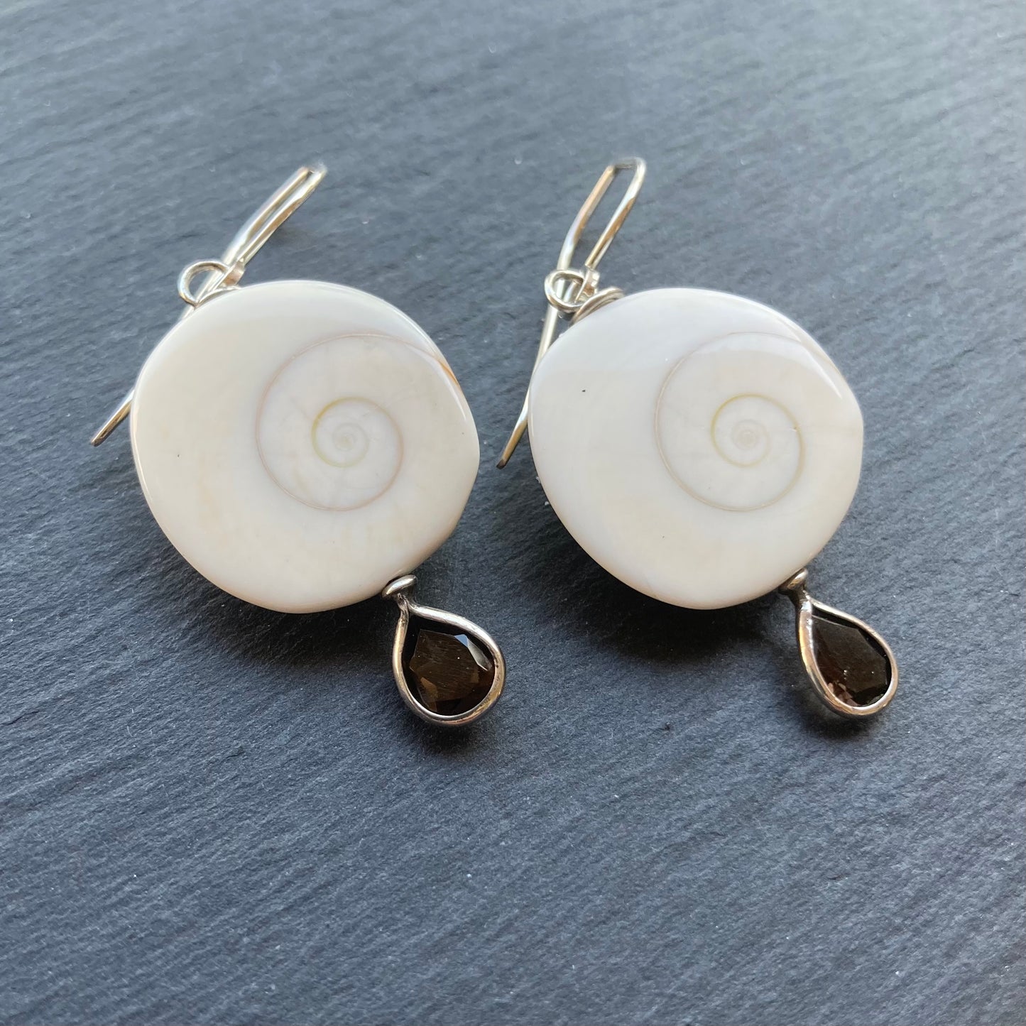 Smoky Quartz & Sterling Silver Shiva Eye Earrings