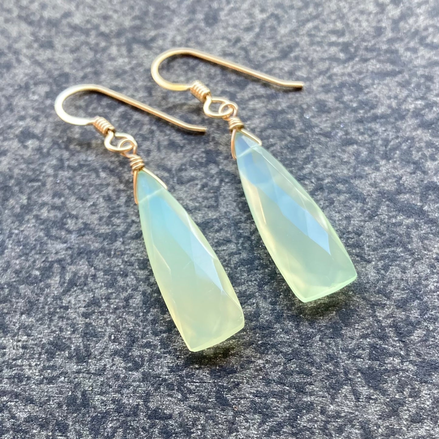 Aqua Chalcedony & Gold Earrings