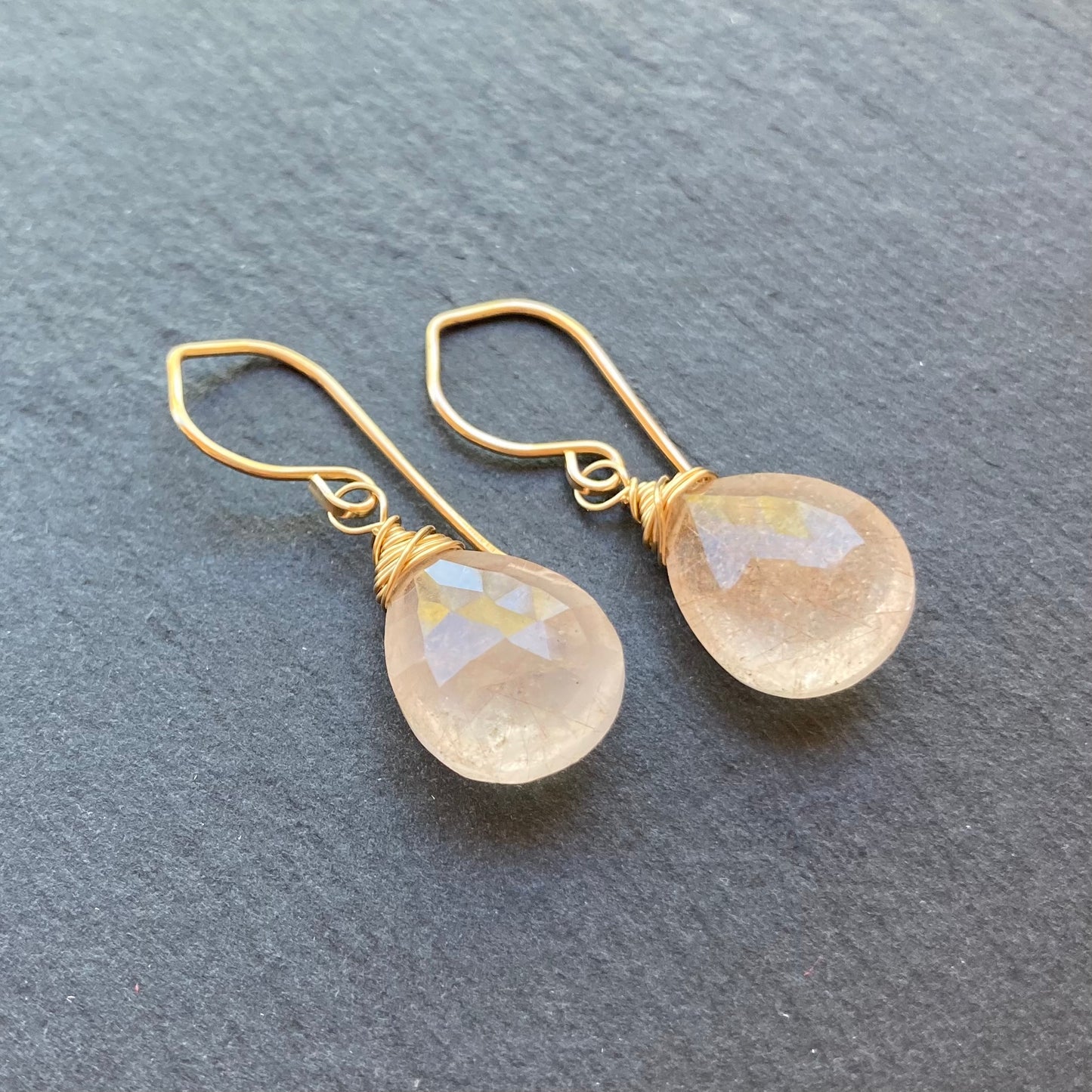 Copper Rutilated Quartz & Gold Earrings