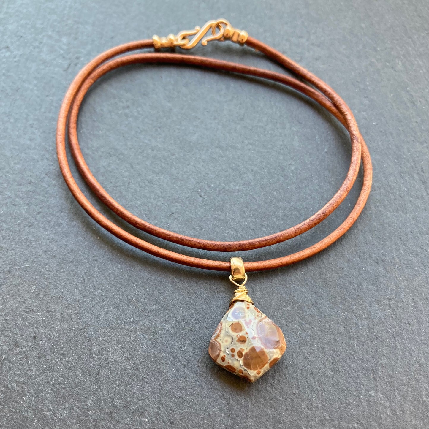 Asteroid Jasper & Bronze Leather Choker