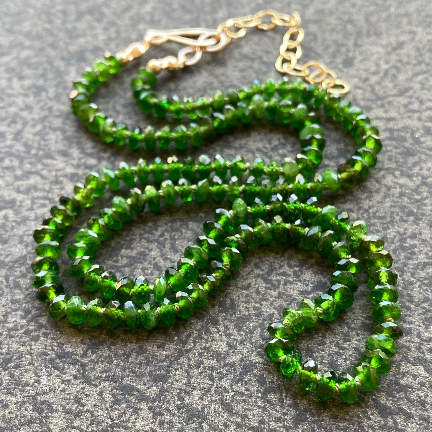 Chrome Diopside Hand Knotted Silk Necklace