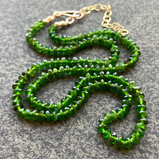 Chrome Diopside Hand Knotted Silk Necklace