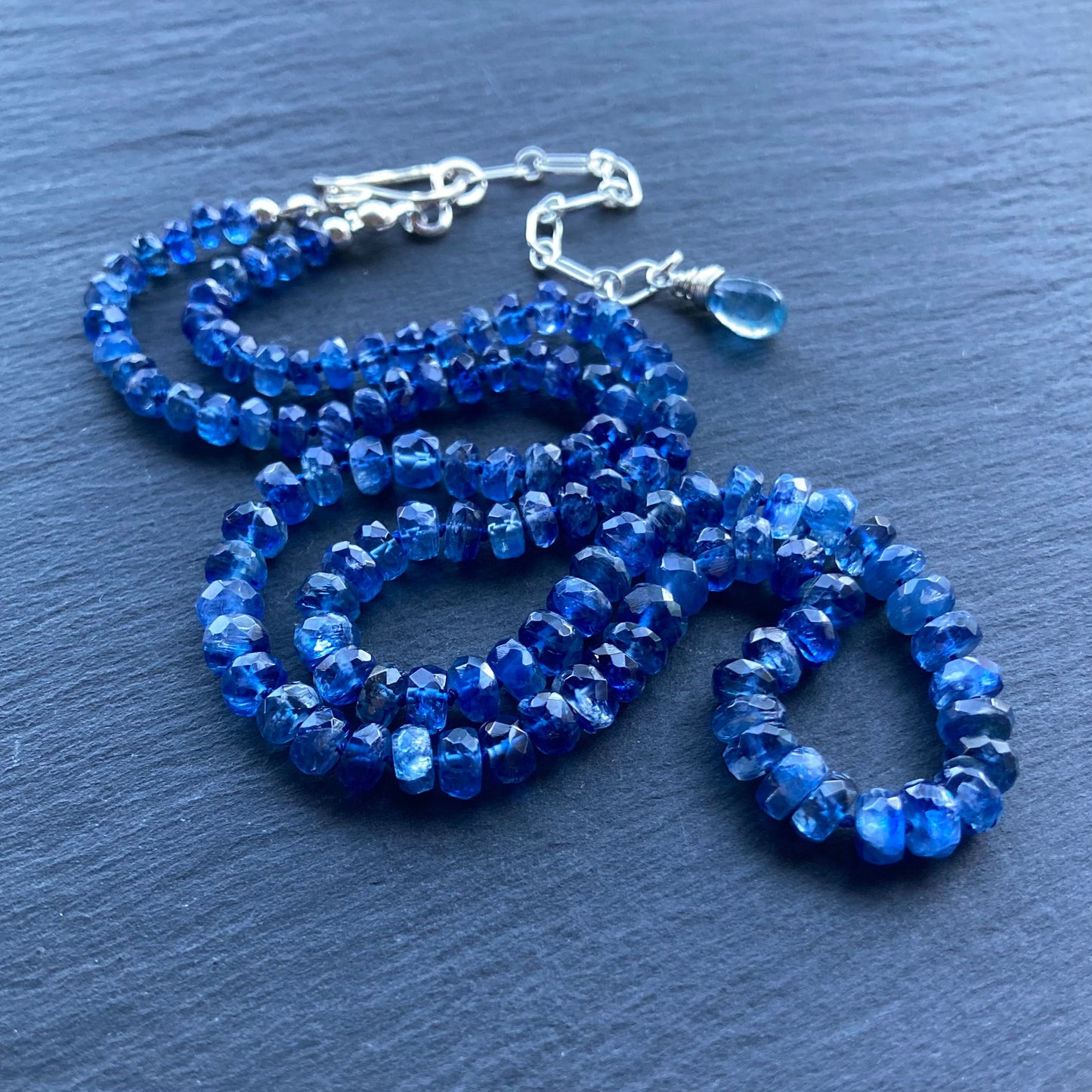 Blue Kyanite Hand Knotted Silk Necklace