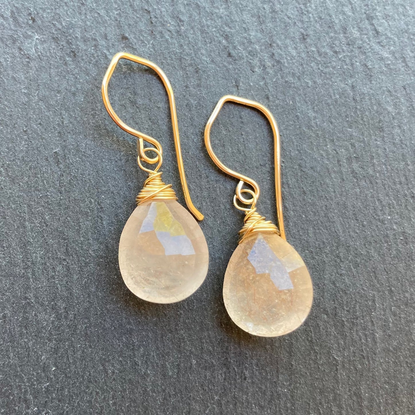 Copper Rutilated Quartz & Gold Earrings
