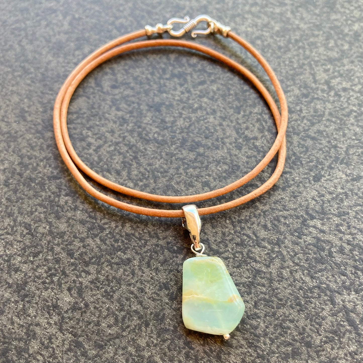 Peruvian Opal & Sterling Silver Leather Choker