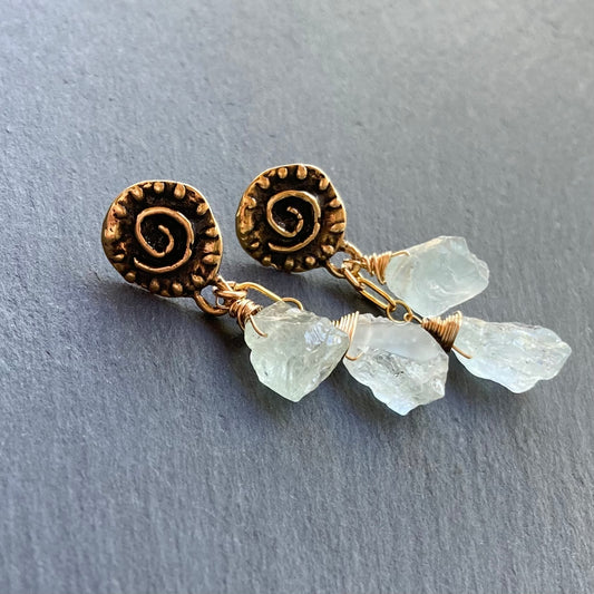 Aquamarine & Bronze Studs