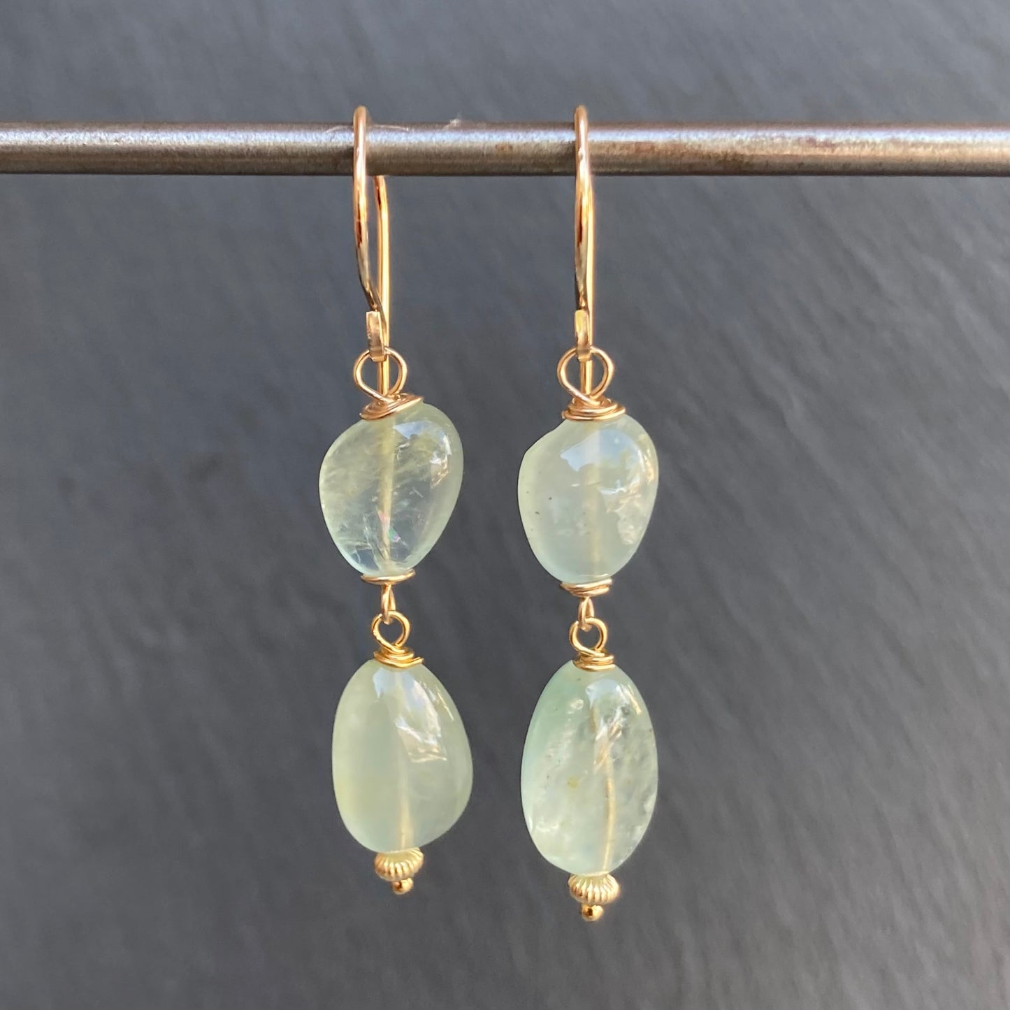 Moss Aquamarine & Gold Earrings