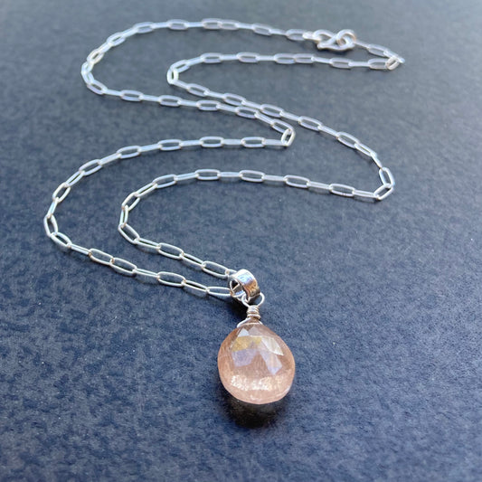 Copper Rutilated Quartz & Sterling Silver Pendant Necklace