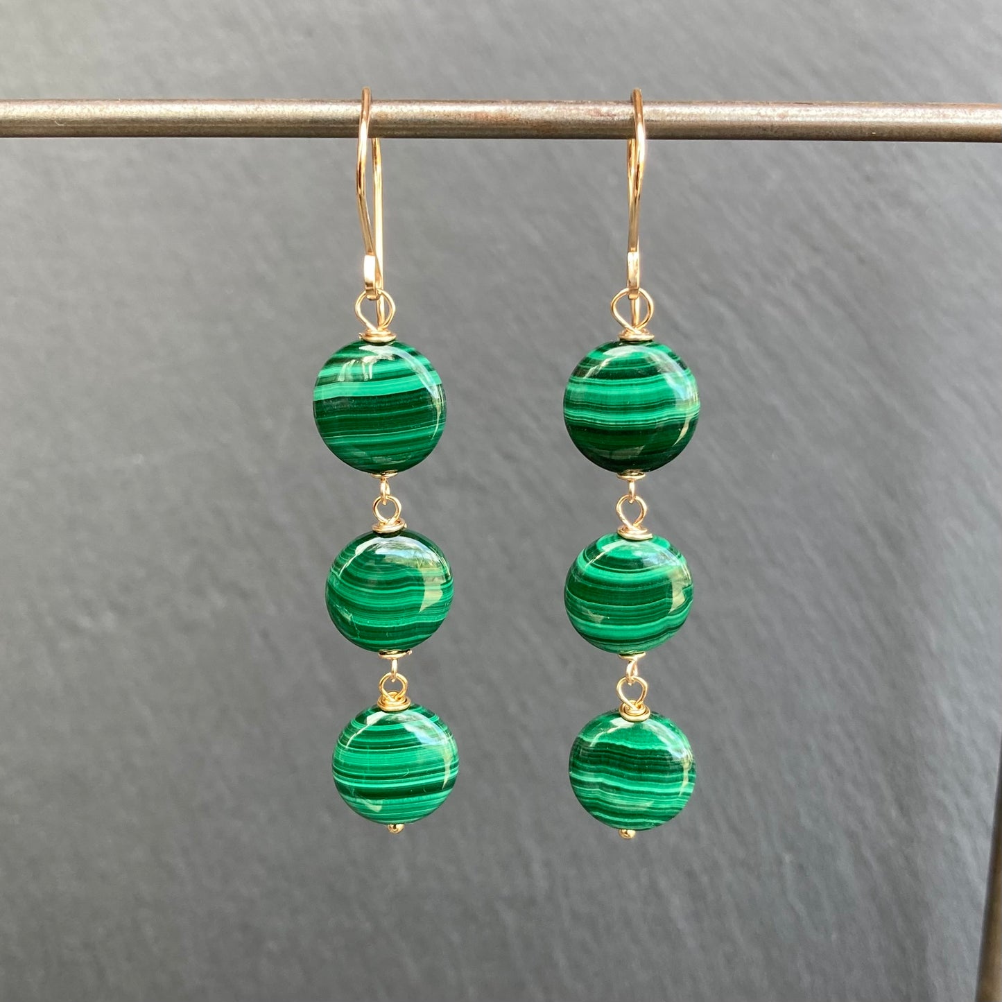 Malachite & Gold Earrings
