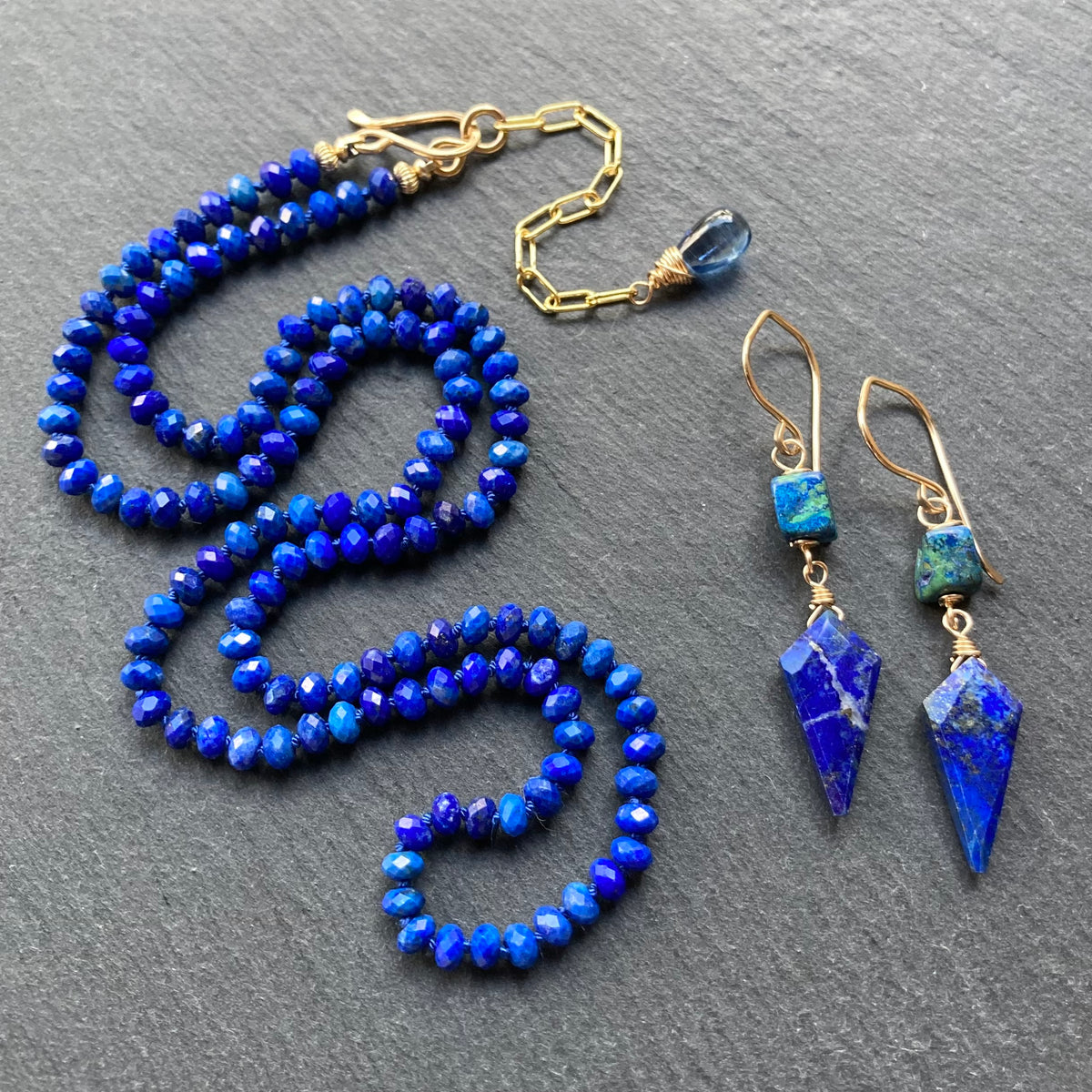 Lapis Lazuli Hand Knotted Silk Necklace