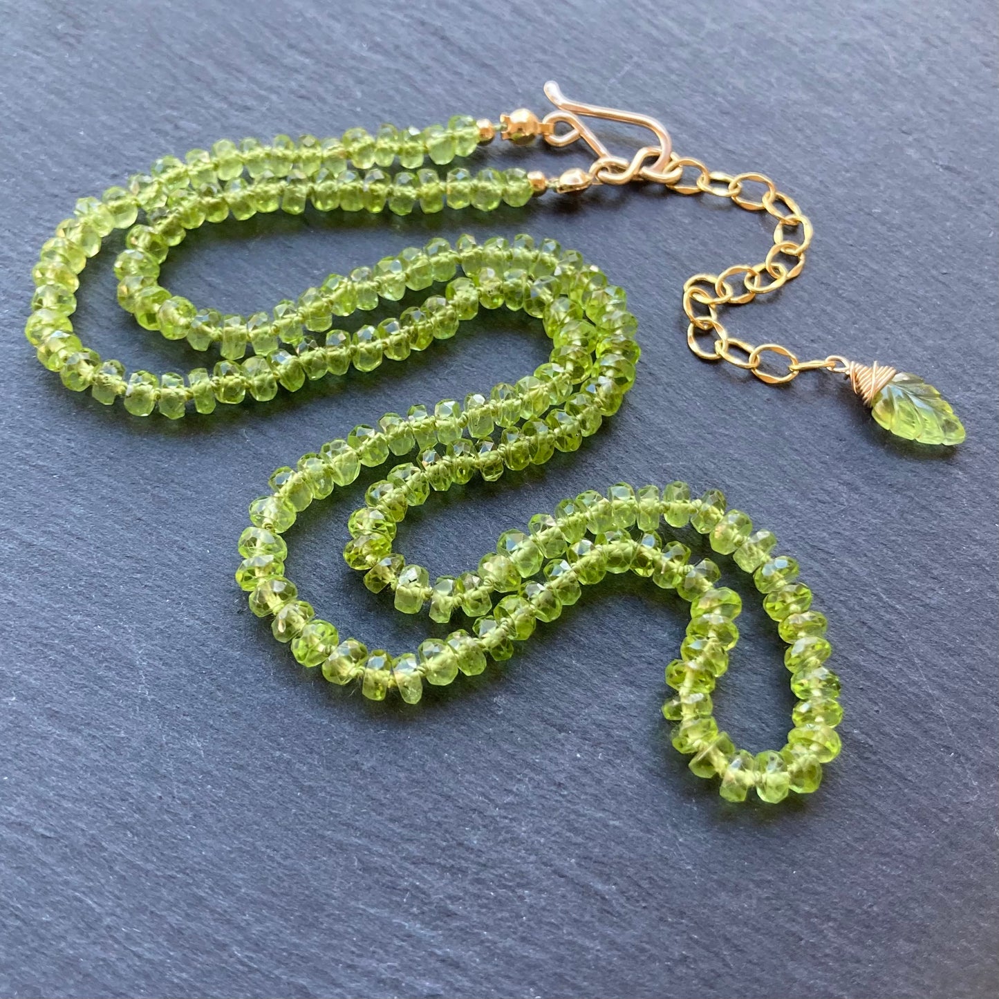 Peridot Hand Knotted Silk Necklace