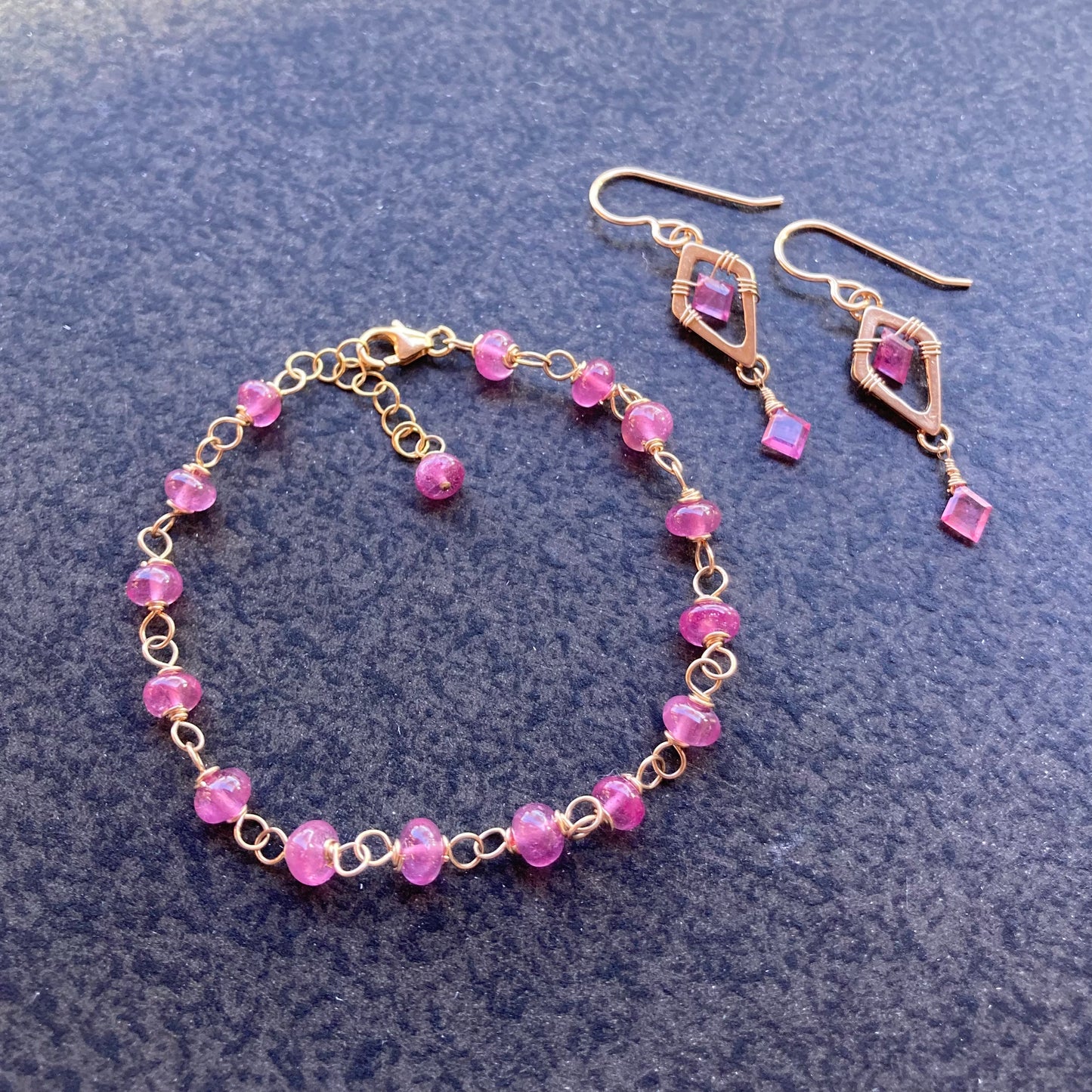 Pink Sapphire & 14k Gold Bracelet