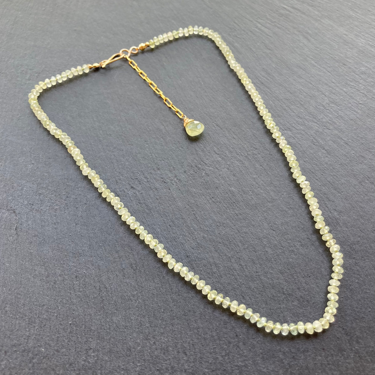 Prehnite Hand Knotted Silk Necklace