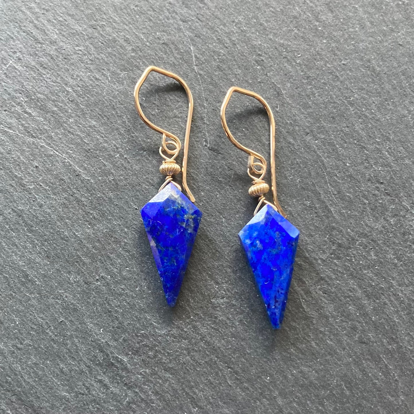 Lapis Lazuli & Gold Arrowhead Earrings