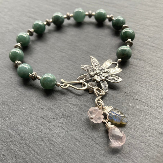 Guatemalan Jade & Sterling Silver Winter Succulent Bracelet