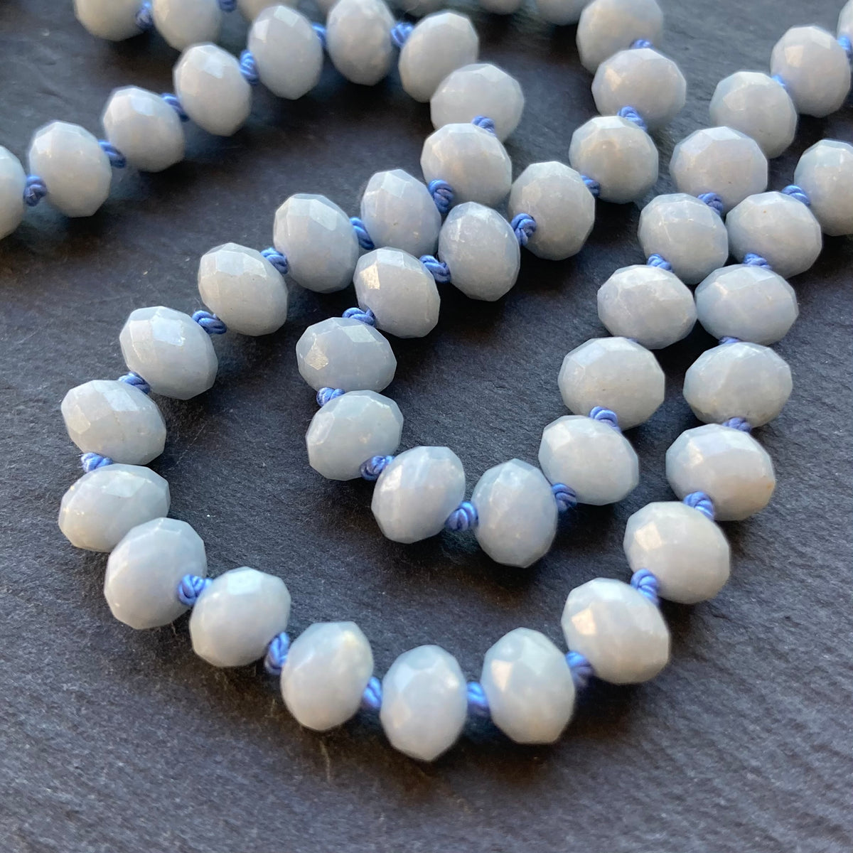 Angelite Hand Knotted Silk Necklace