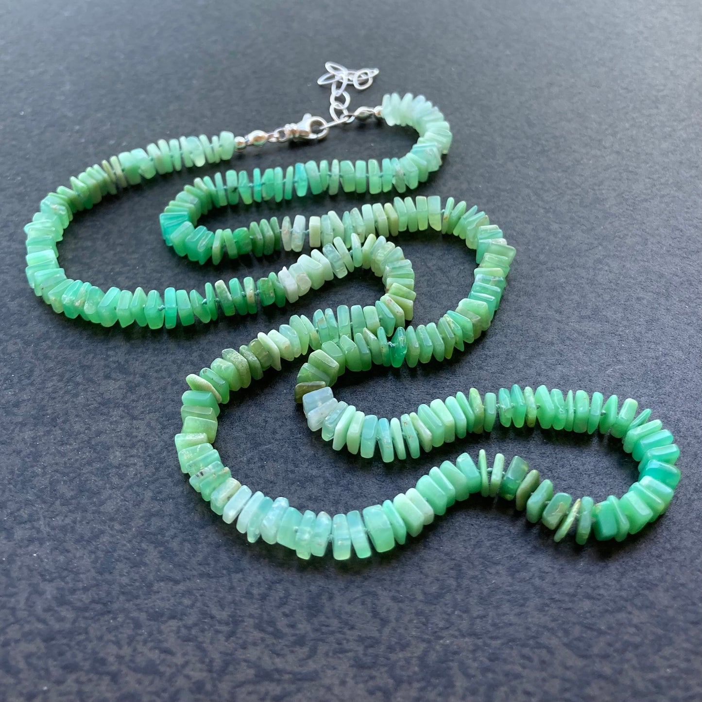 Chrysoprase Hand Knotted Silk Necklace